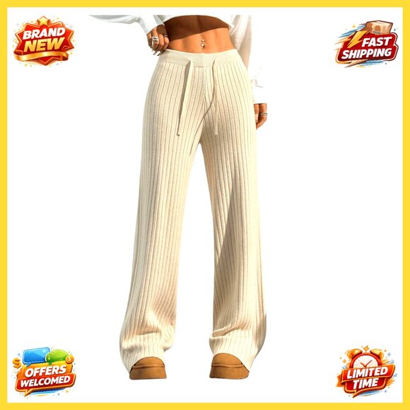 Wide Leg Sweatpants Lounge Pants Baggy Straight Leg Yoga Workout Knit Trousers